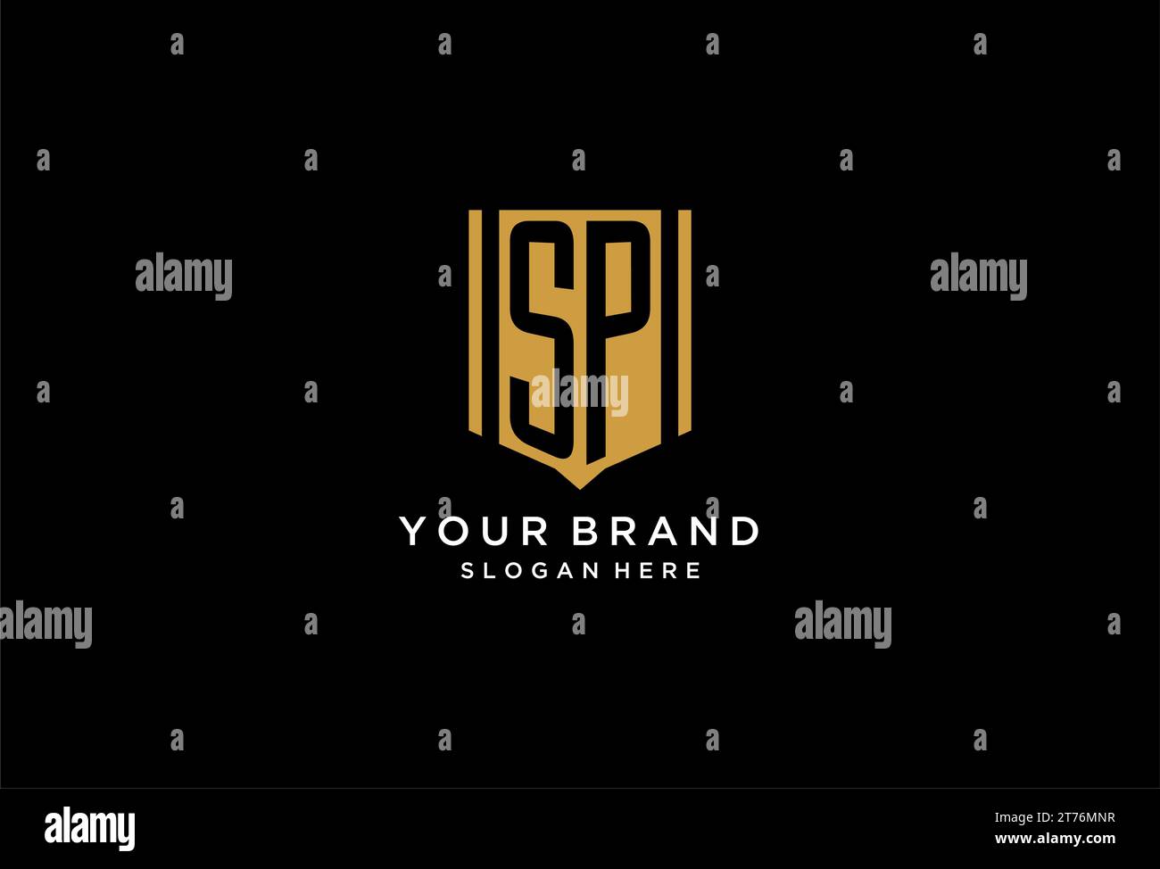 SP-Monogramm-Logo mit geometrischem Abschirmdesign Stock Vektor