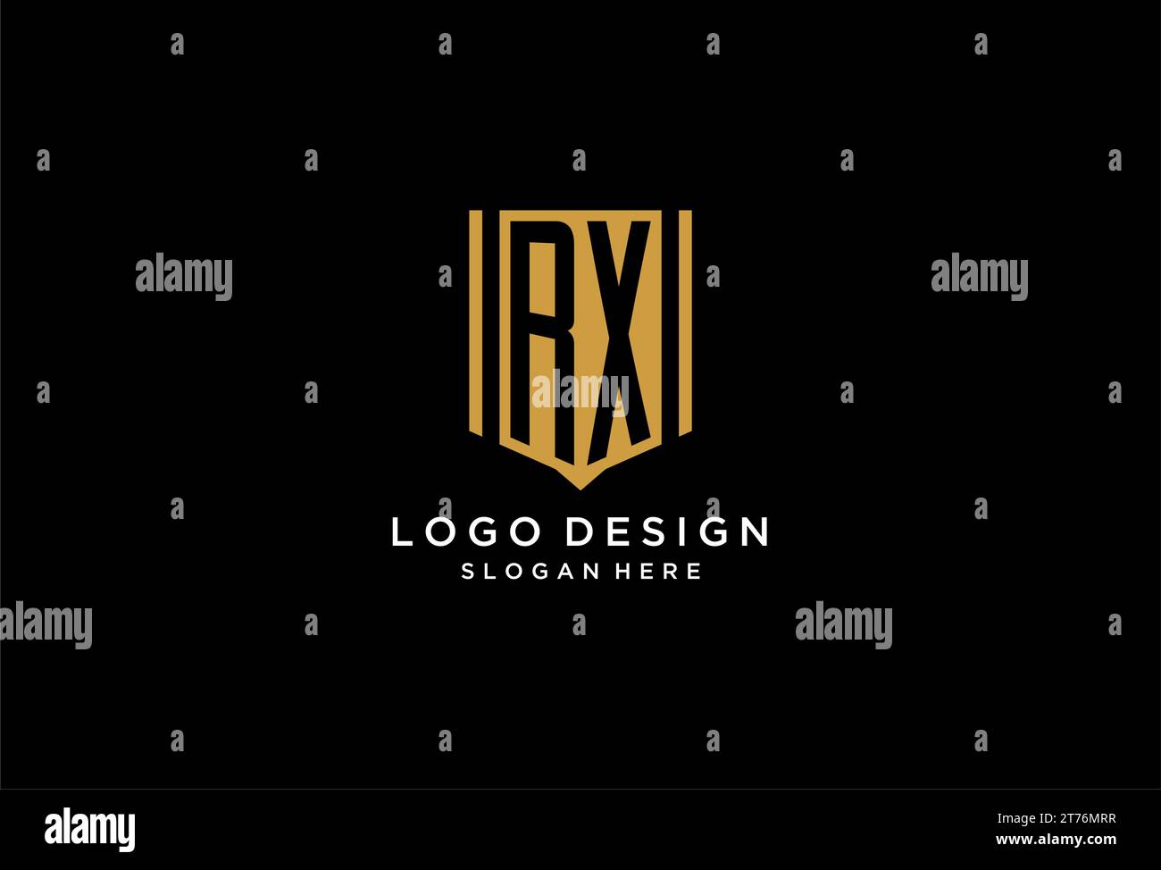 RX-Monogramm-Logo mit geometrischem Abschirmdesign Stock Vektor