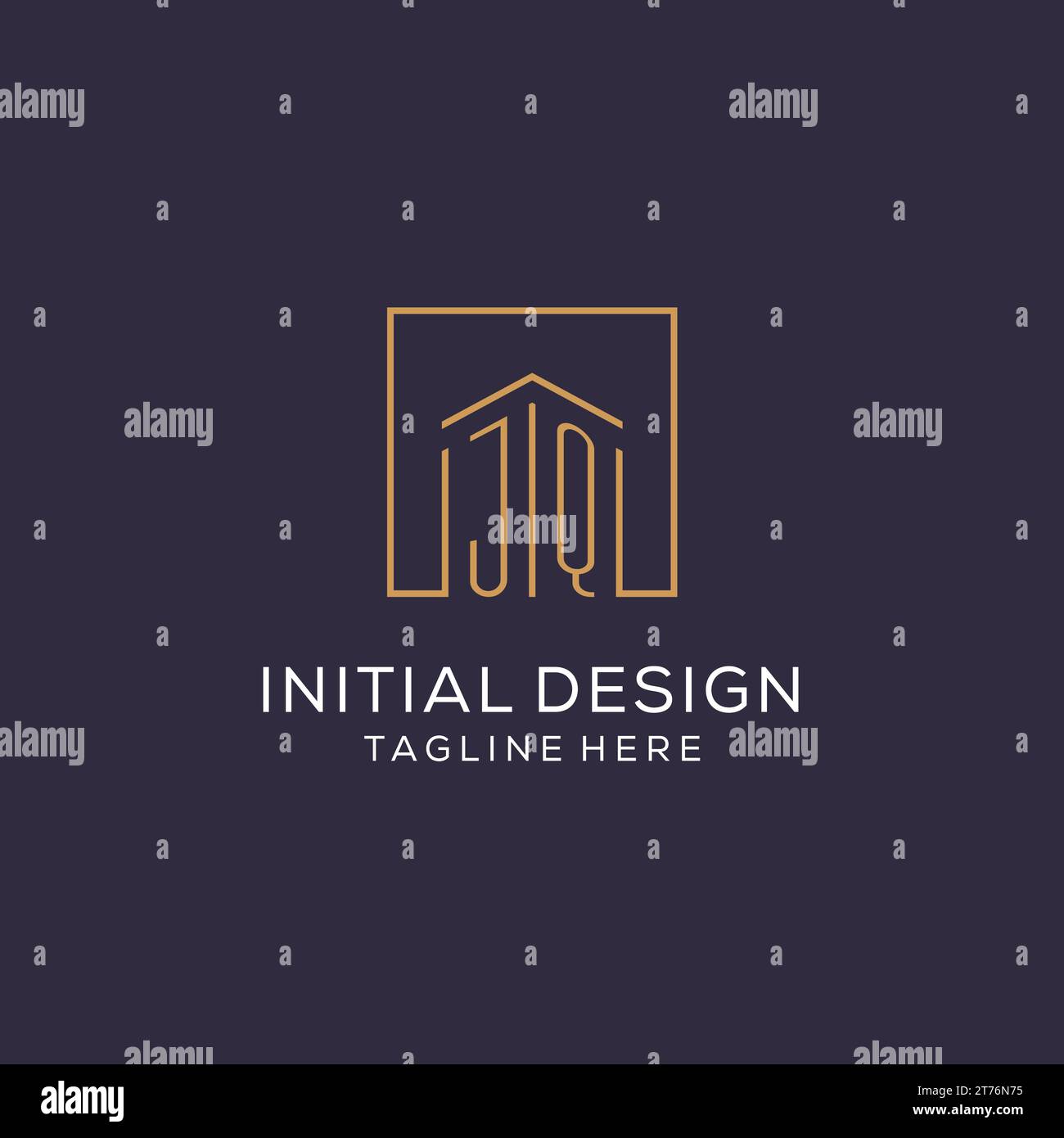 Ursprüngliches JQ-Logo mit quadratischen Linien, luxuriöse und elegante Real Estate Logo Design Vektorgrafik Stock Vektor