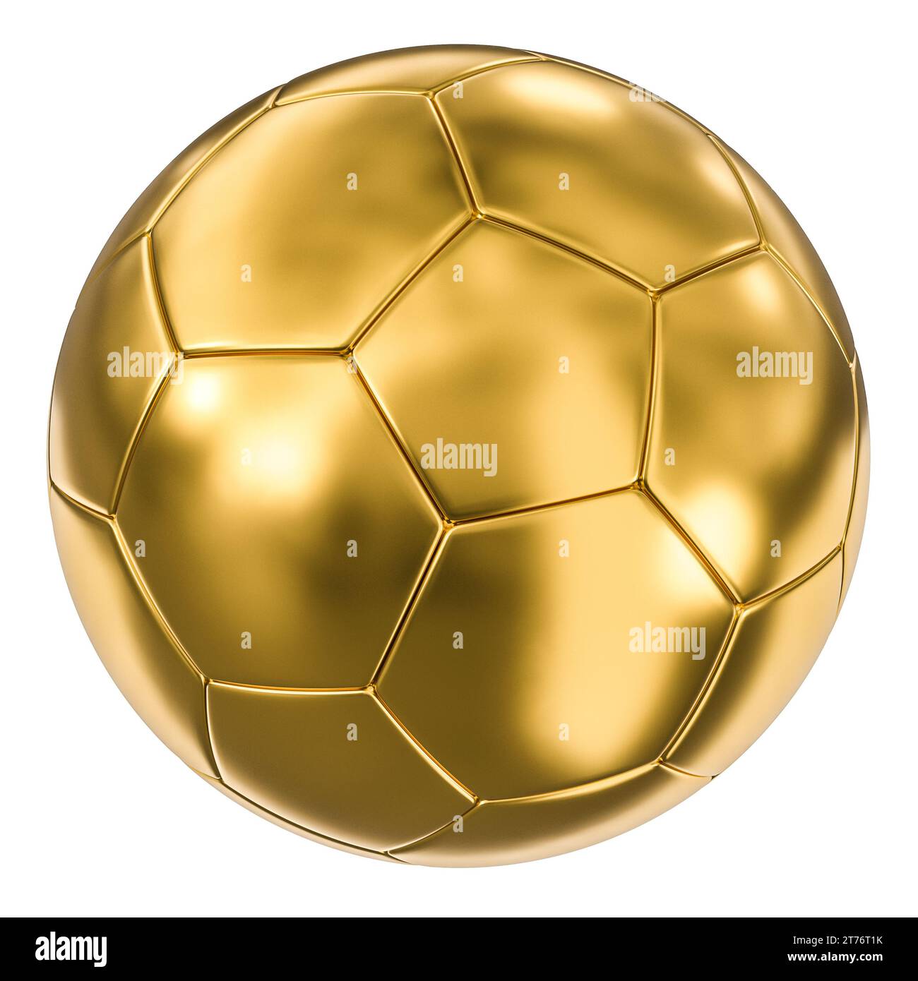 Goldfußball isoliert auf weiß. 3D-Rendering Stockfoto
