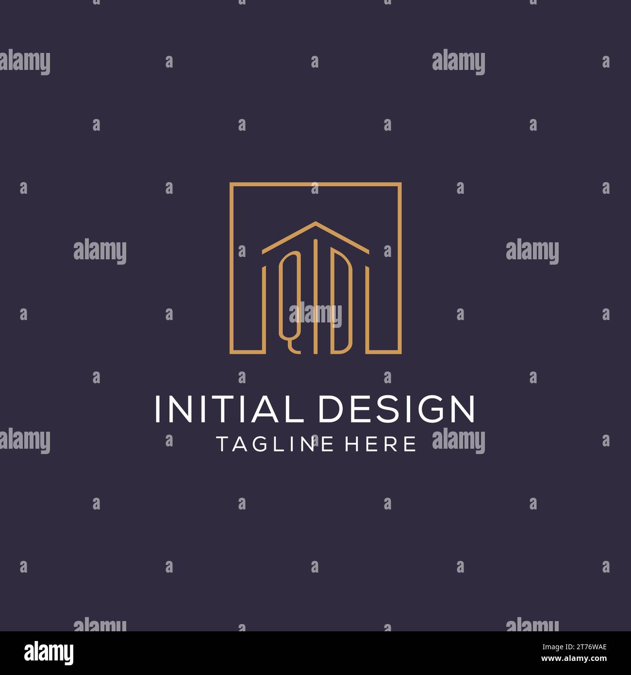 Erstes QD-Logo mit quadratischen Linien, luxuriöse und elegante Immobilienlogo-Design-Vektorgrafik Stock Vektor