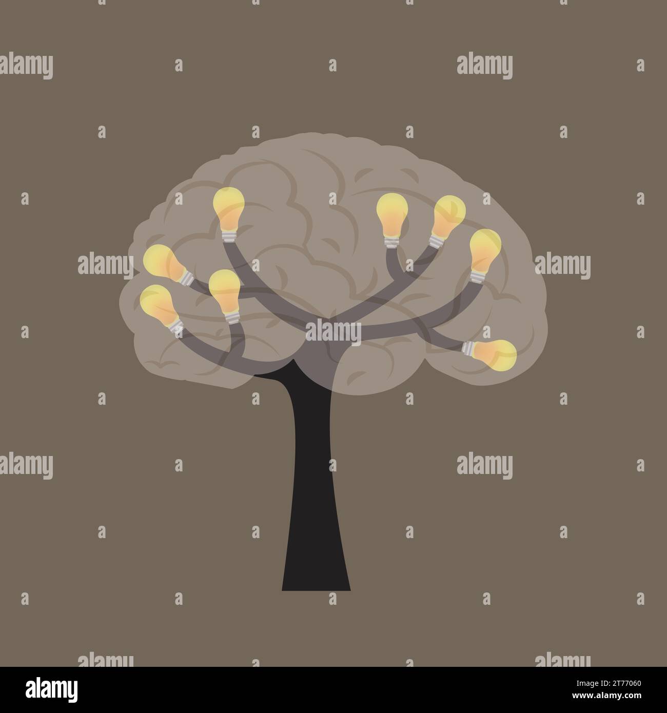 Hirnbaum mit Glühbirnen auf Ästen Stock Vektor
