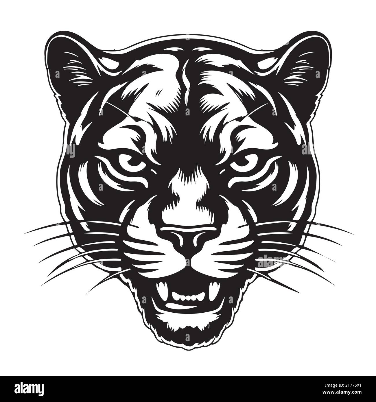 Schwarzes Panther Porträt handgezeichnete Skizze Vektor-Illustration, wilde Tiere Stock Vektor