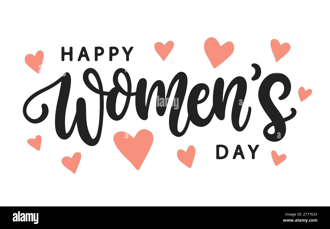 Happy Womens Day Inschrift Handschriftbanner Stock Vektor