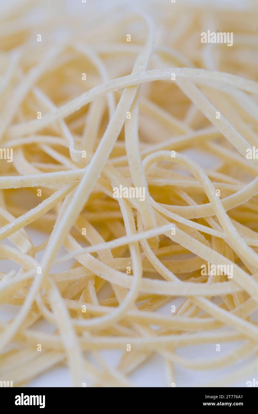 Extreme Nahaufnahme von frisch Ei Nudeln tagliatelle Stockfoto