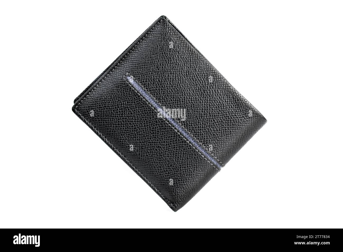 Schwarzes Leder-Etui auf weißem Hintergrund Stockfoto