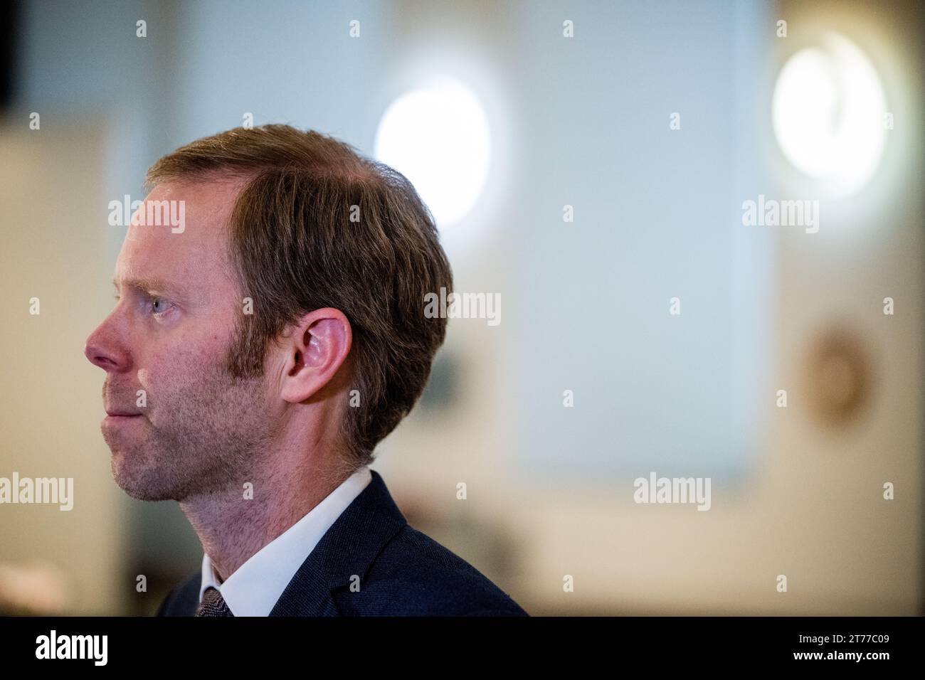 Brüssel, Belgien November 2023. CD&V Peter Van Rompuy, auf einer Pressekonferenz über die Einigung der flämischen Regierung über das Stickstoffdekret am Dienstag, den 14. November 2023 in Brüssel. BELGA FOTO JASPER JACOBS Credit: Belga News Agency/Alamy Live News Stockfoto
