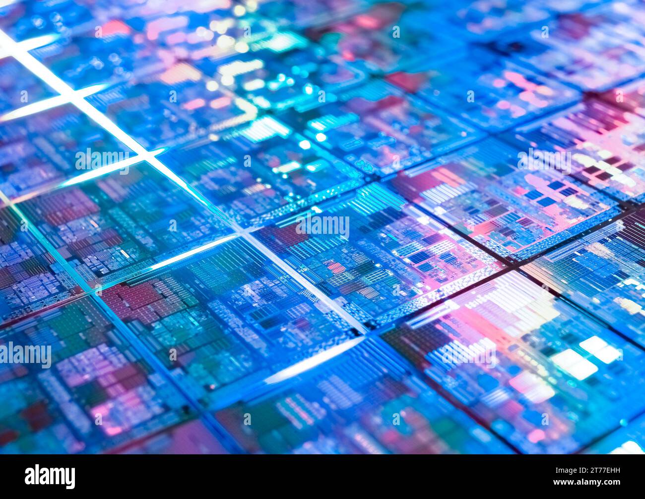 Computerplatine Hintergrund Mikrochip Textur, selektiver Fokus Stockfoto