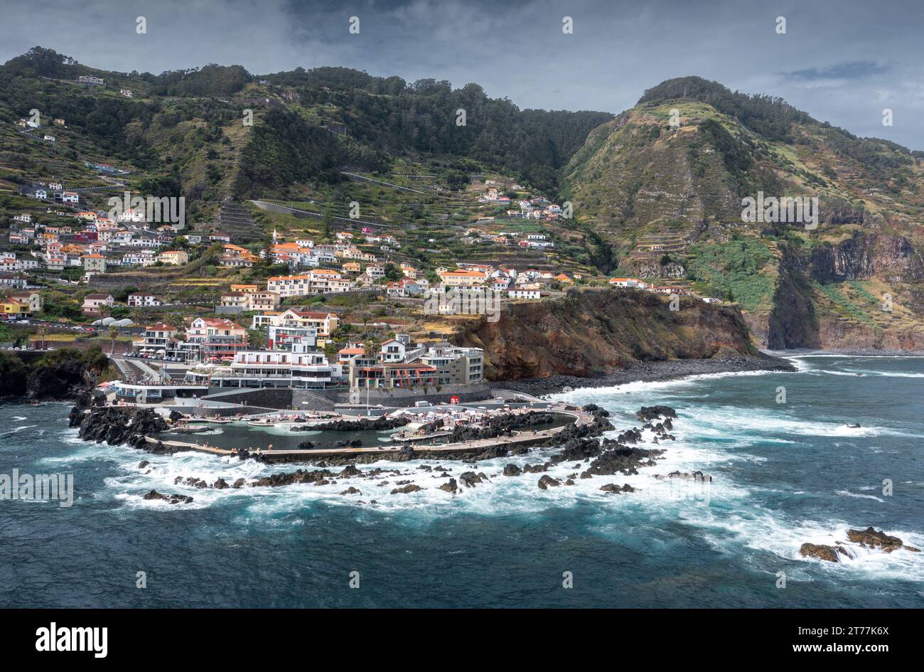 Lage und natürliche Swimmingpools, Piscinas Naturais, Madeira, Porto Moniz, Funchal Stockfoto