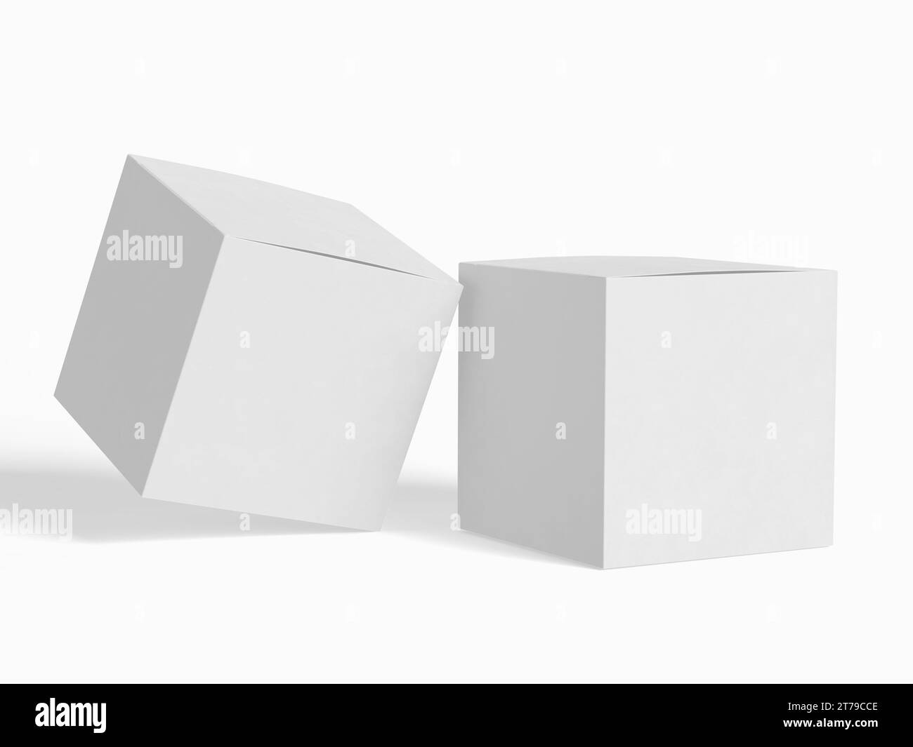 Quadratische Box Verpackung weißes Hintergrundpapier aus Pappe mit realistischer Textur Stockfoto