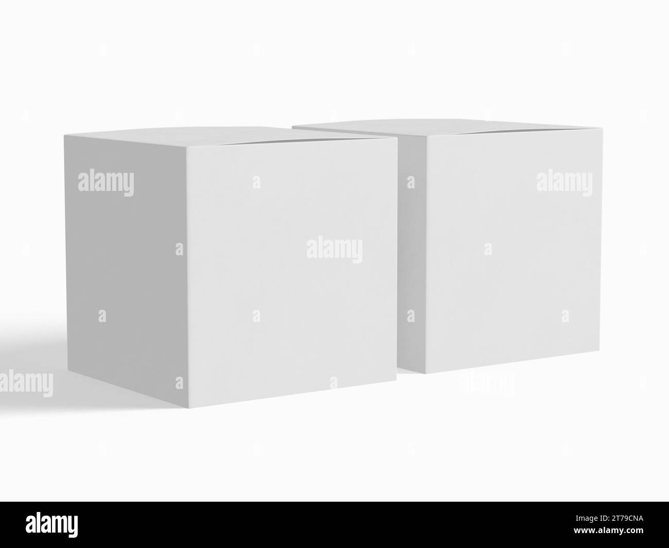 Quadratische Box Verpackung weißes Hintergrundpapier aus Pappe mit realistischer Textur Stockfoto