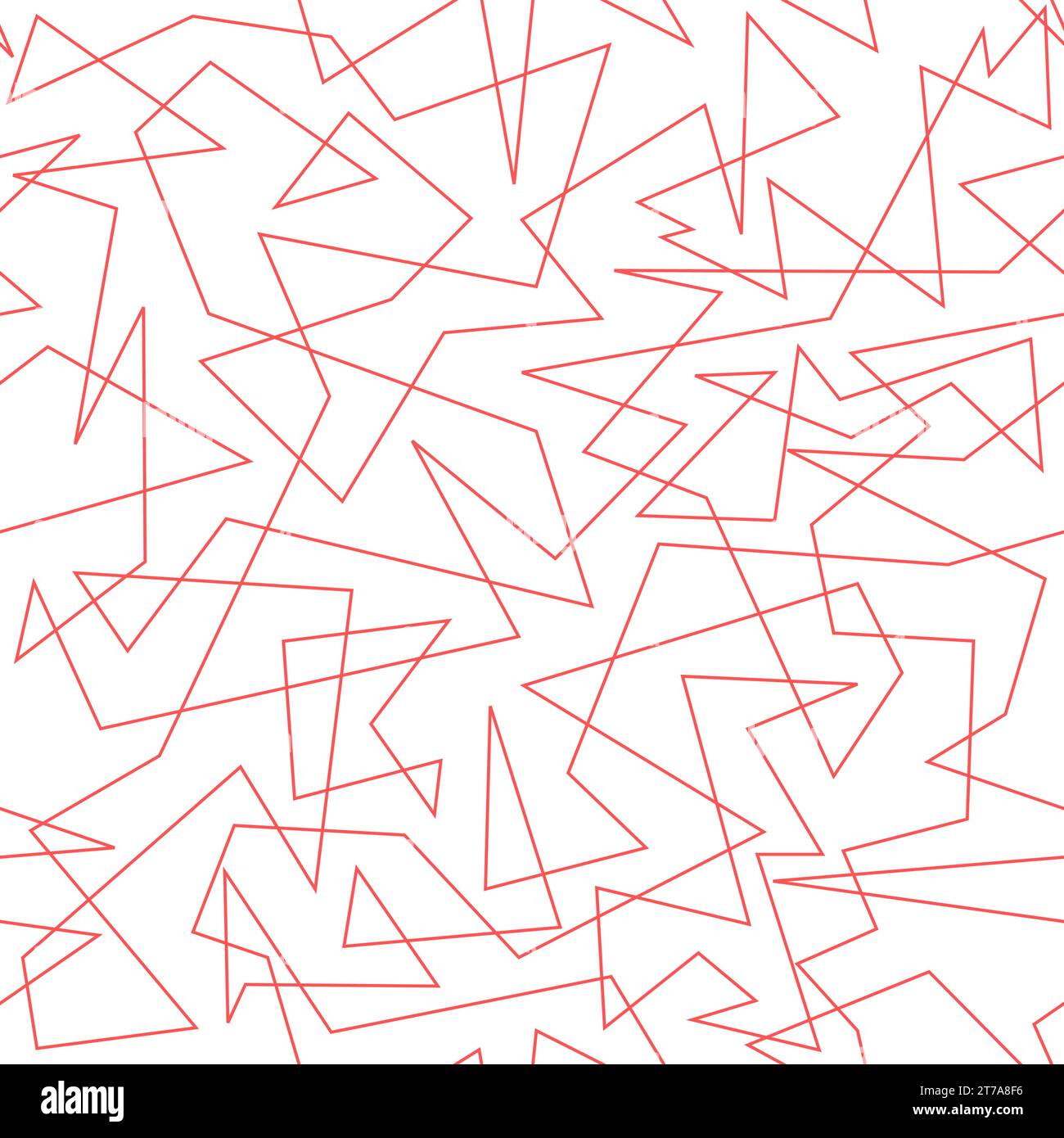 Abstraktes geometrisches Muster. Chaos Linien zufällige Geometrie nahtlose Textur. Rot-weiß Vektor-Modeschmuck. Stock Vektor