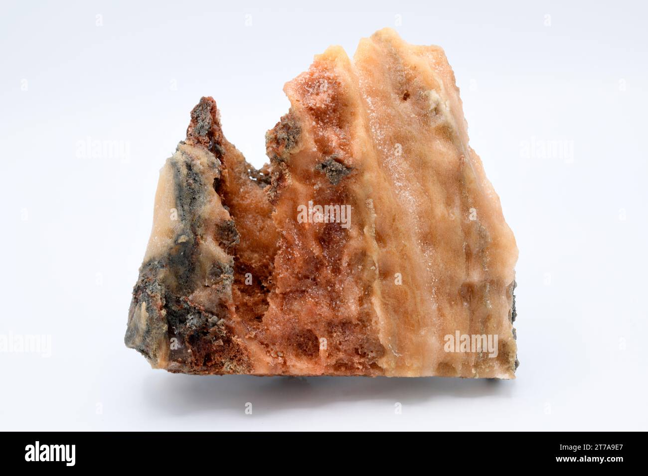 Halogensaft und Silvine verwittert. Halogenit oder Steinsalz ist ein Natriumchlorid-Mineral. Sylvin oder Sylvite ist ein Kaliumchlorid-Mineral. Diese Probe kommt Stockfoto