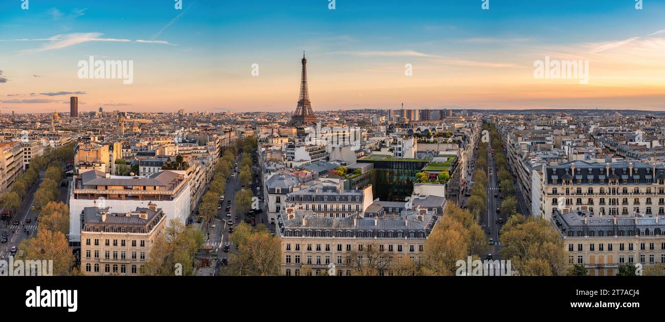 Paris Frankreich, Panoramablick auf die Skyline der Stadt und den Eiffelturm Stockfoto
