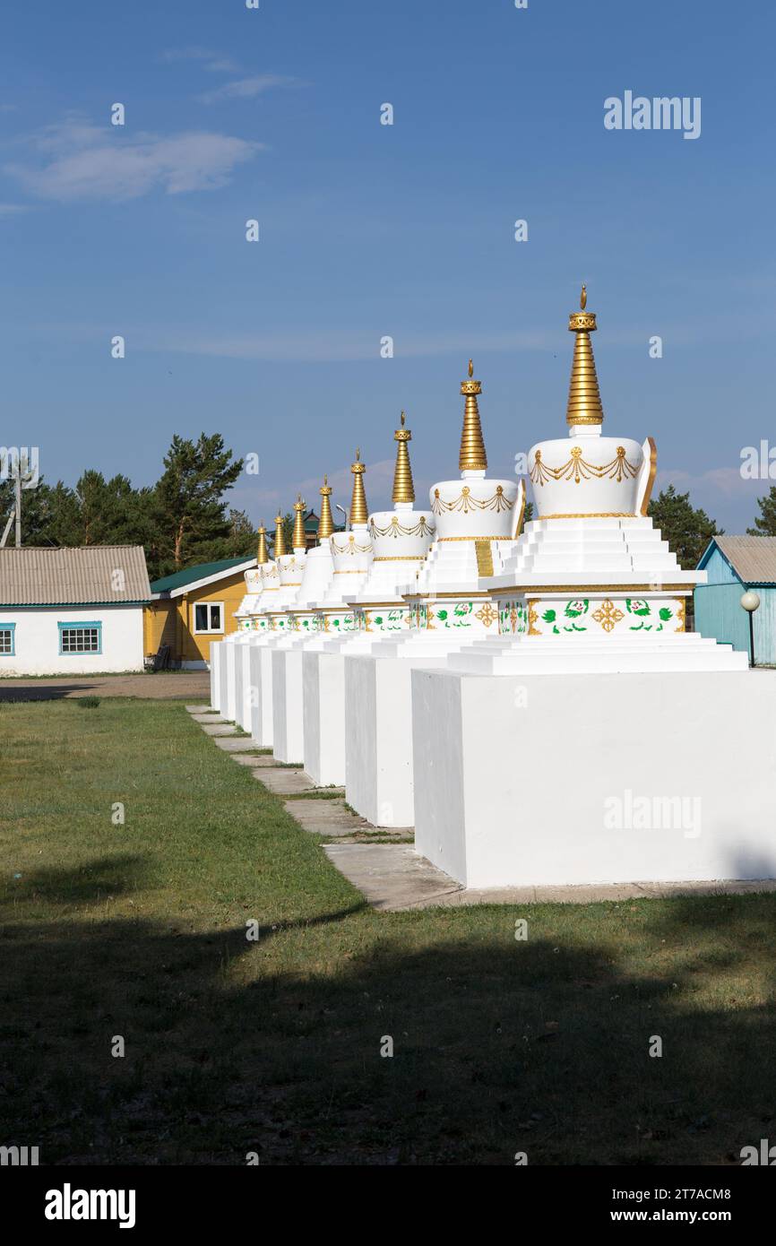 Aginskoje, Russland – 28. juni 2017 – Aginsky datsan wurde 1811 im Gebiet von Bulaktui gegenüber dem Berg Ulirtui und dem Fluss AGI gegründet. Die Gesamtauslegung Stockfoto