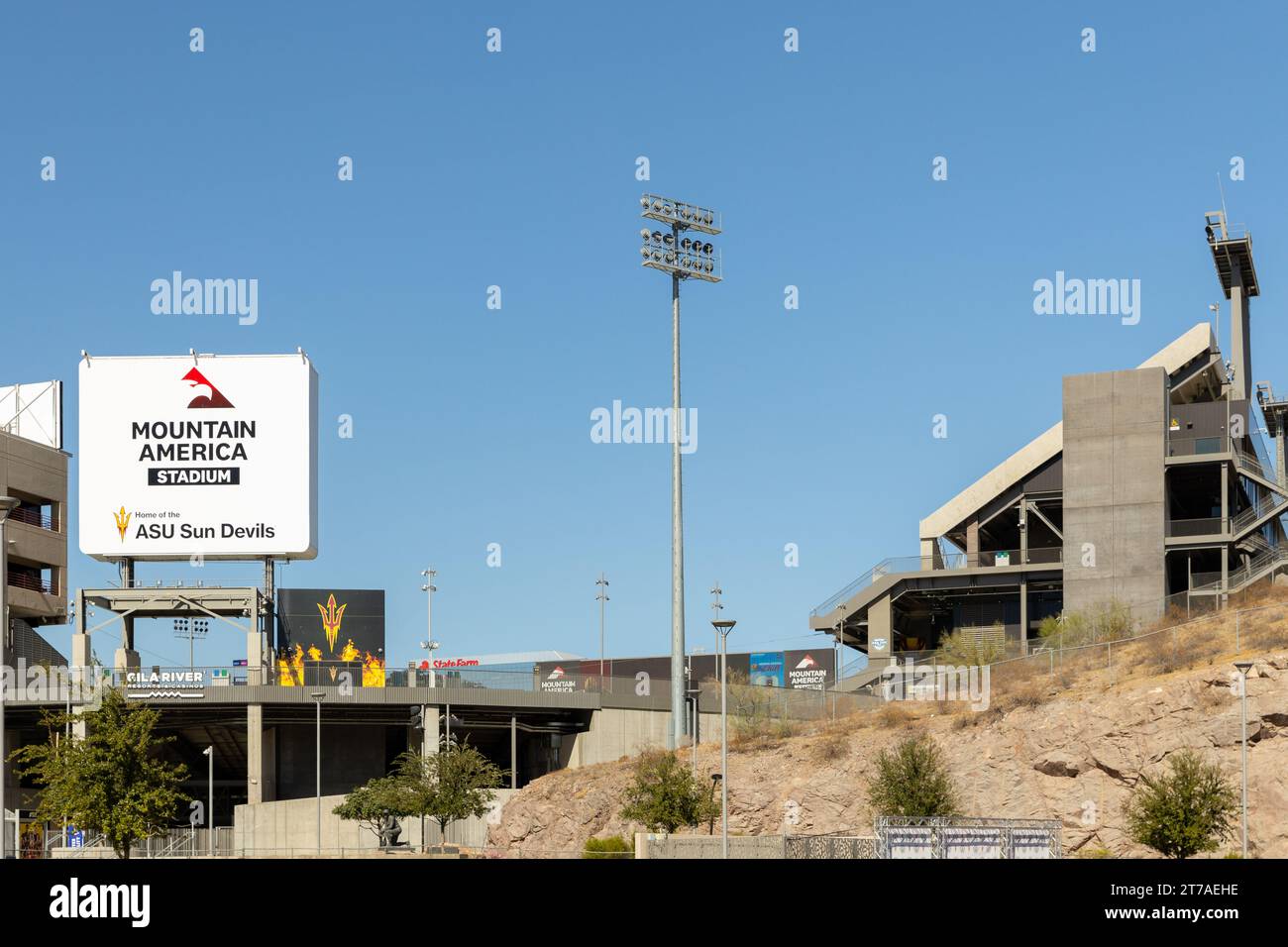 Das Mountain America Stadium ist das Heimstadion der Arizona State University Sun Devil. Stockfoto