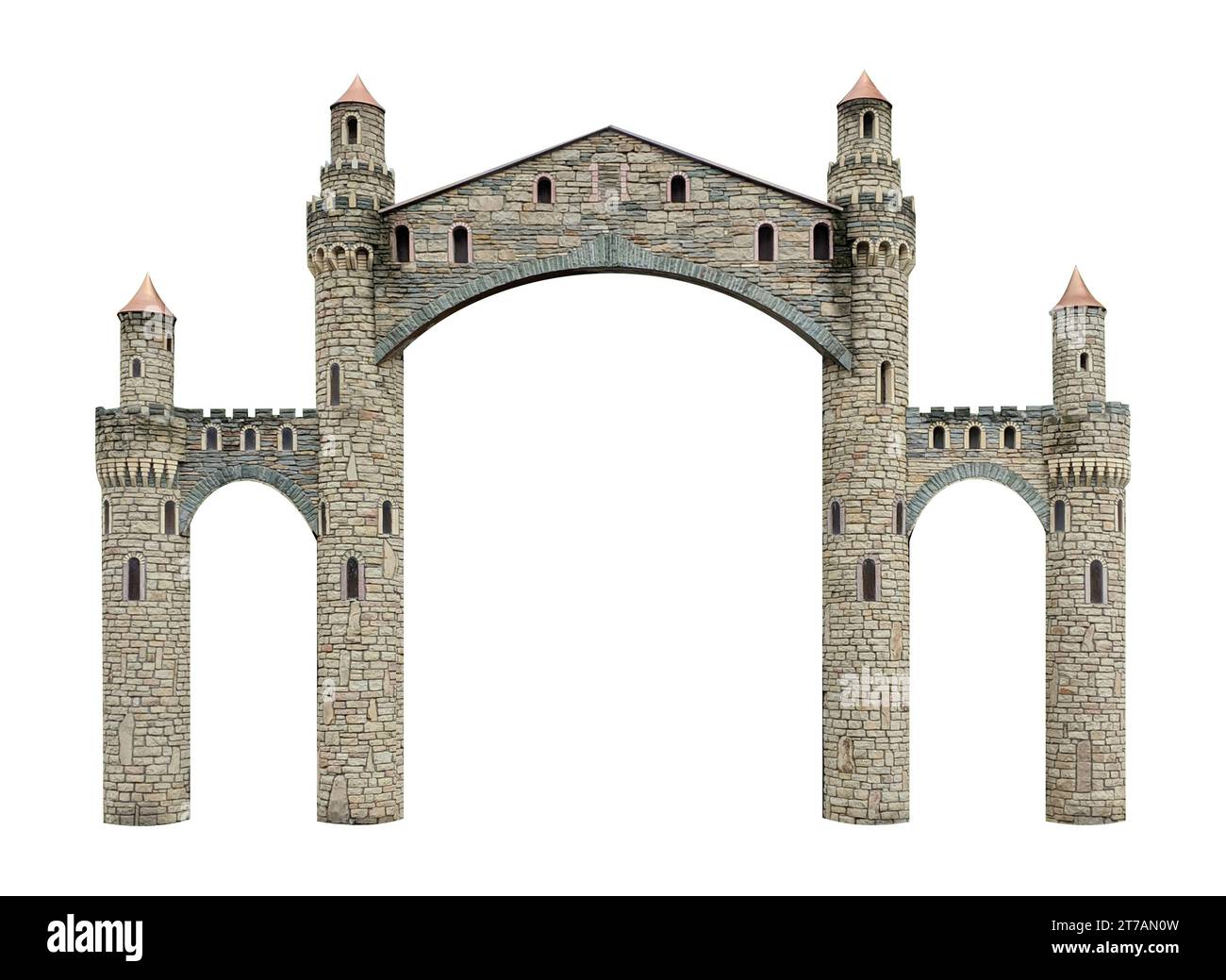 Mittelalterliche gotische Festung oder Burg mit Turm, Stockfoto