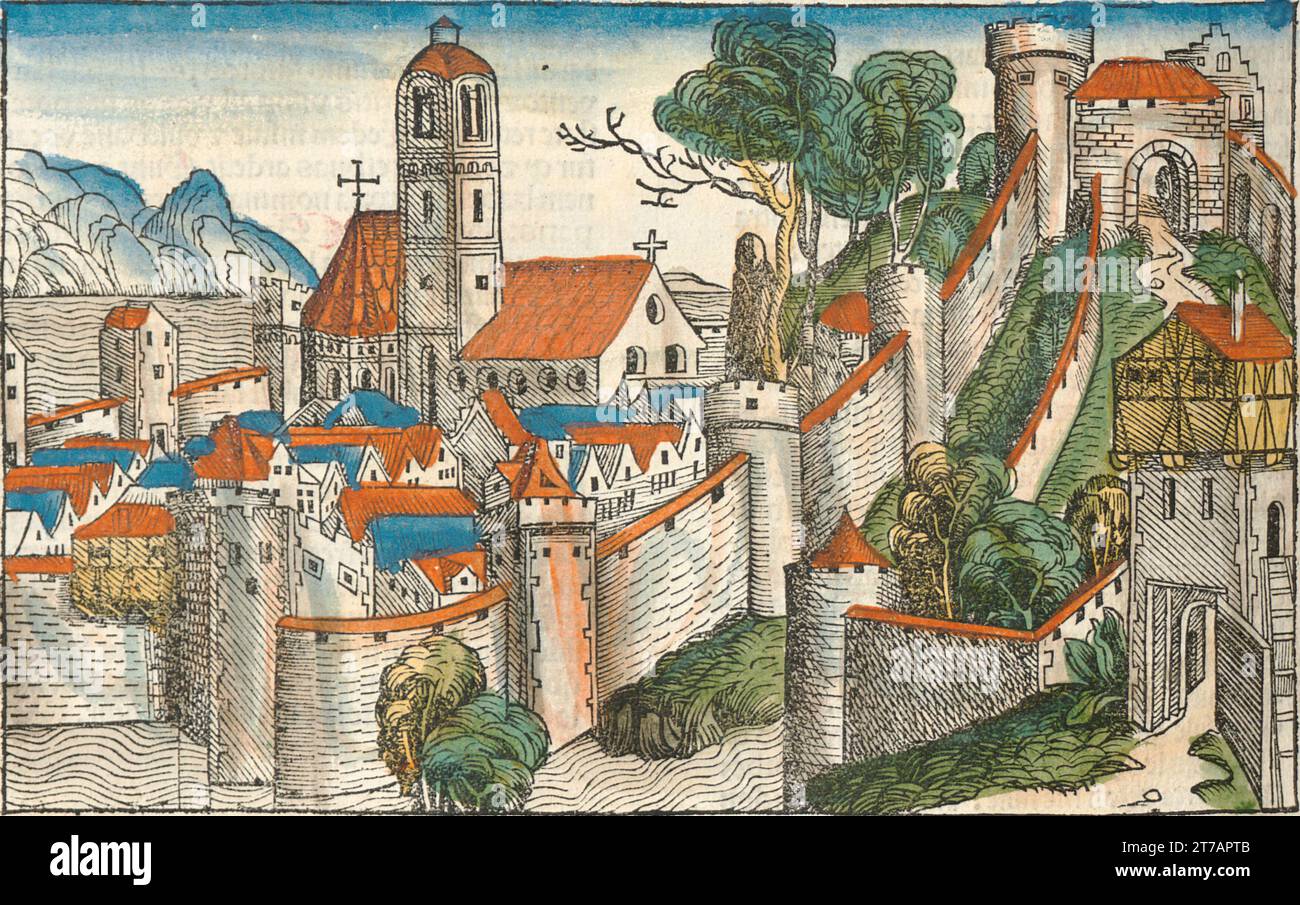 Darstellung Alexandriens, Ägypten - Illustration aus der Nürnberger Chronik, 1493. Illustriert von Wilhelm Pleydenwurff und Michael Wolgemut Stockfoto