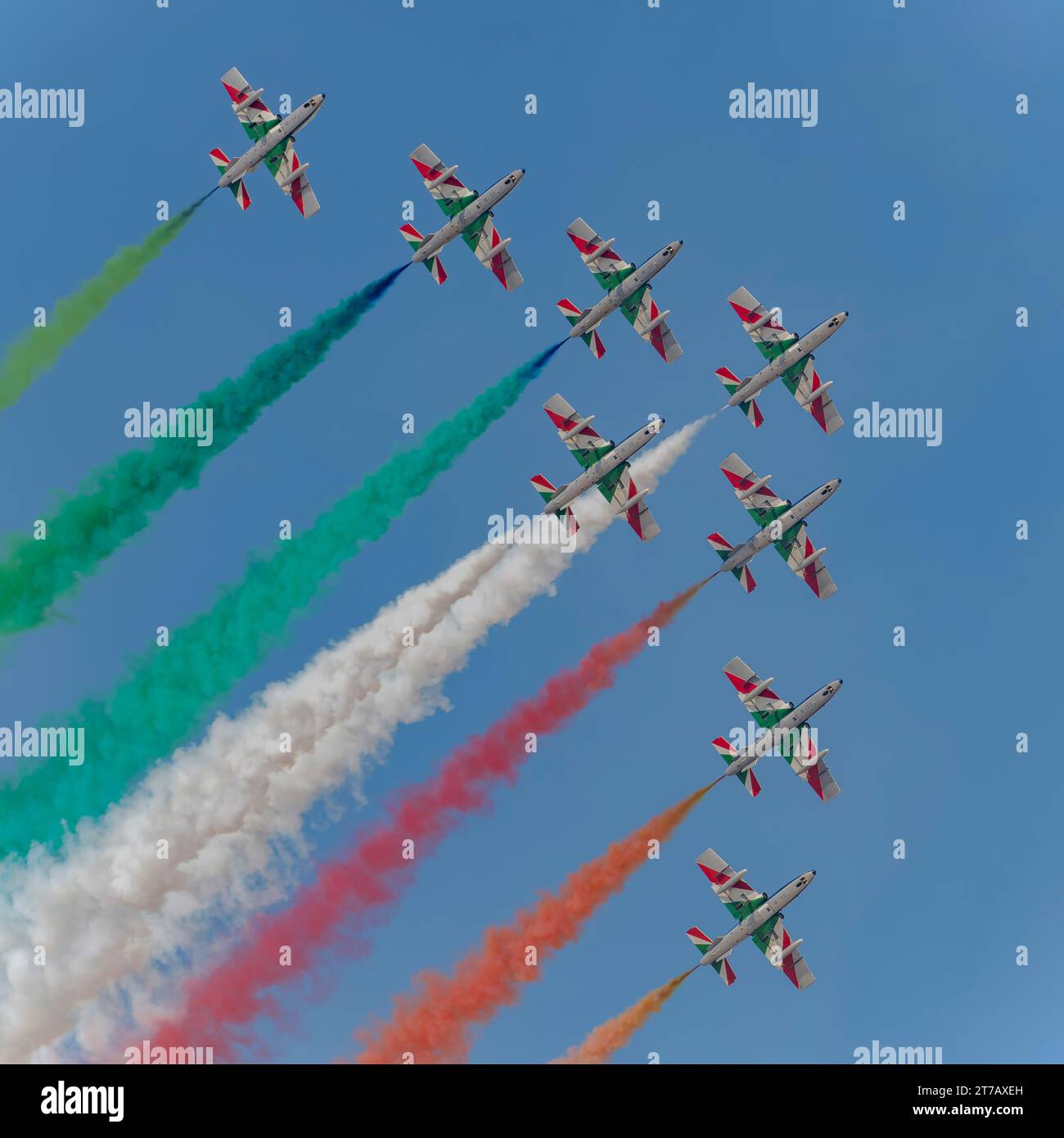 Frecce Tricolori auf der Dubai Air Show 2023 in Dubai, VAE Stockfoto