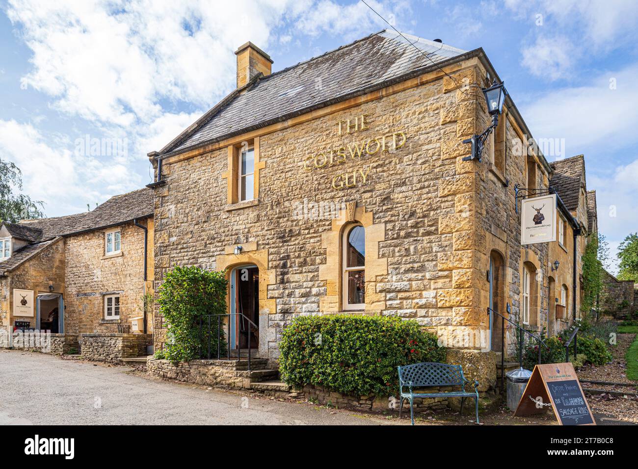 Der Cotswold Guy im Cotswold-Dorf Guiting Power, Gloucestershire, England, Großbritannien Stockfoto