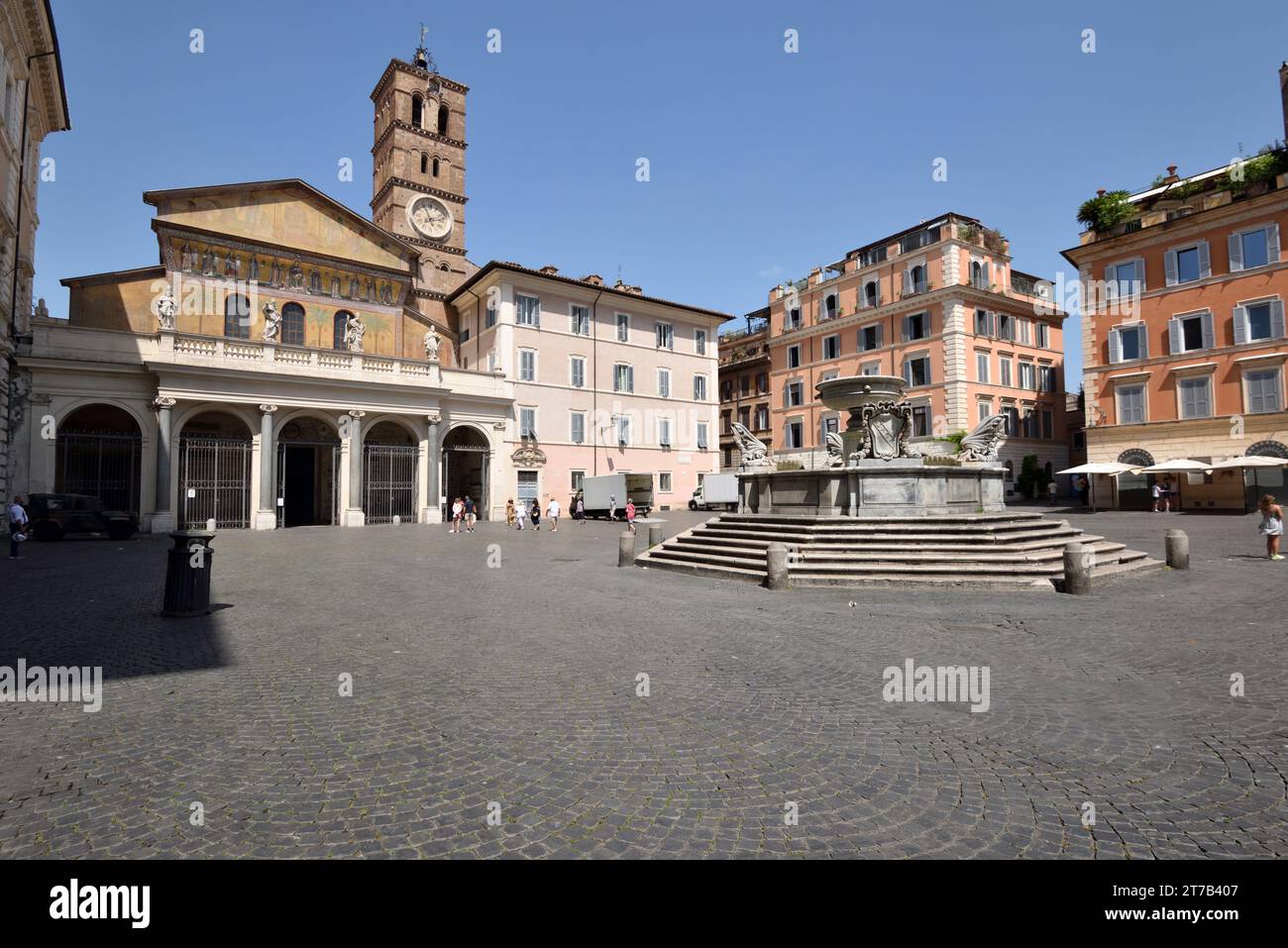 Piazza di Santa Maria in Trastevere, Rom, Italien Stockfoto