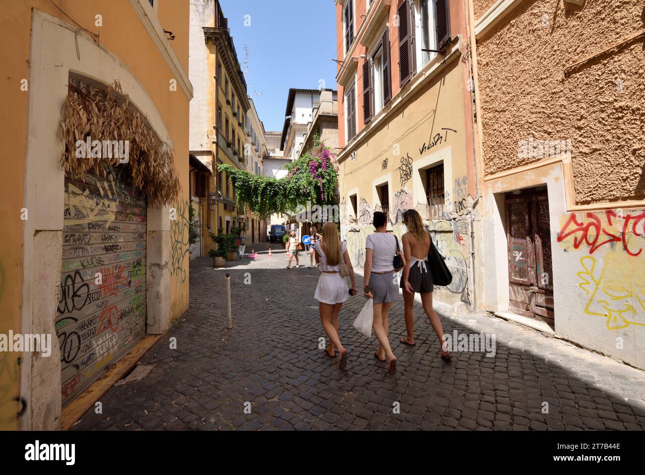 Via dell'Arco di S. Calisto, Trastevere, Rom, Italien Stockfoto