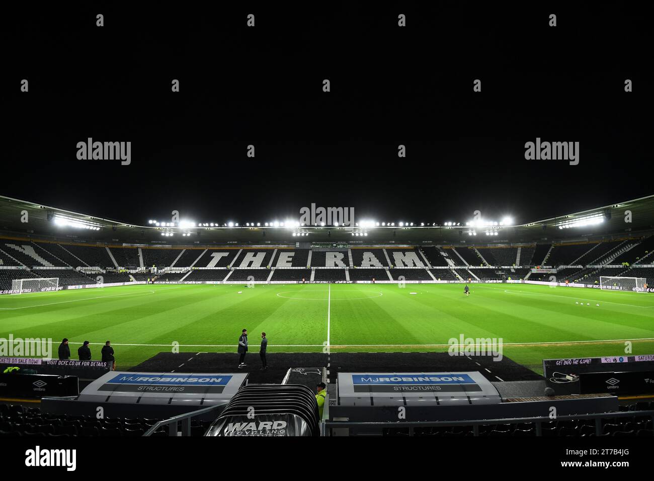 Allgemeiner Blick auf den Pride Park, die Heimat des Derby County während des FA Cup First Round Replay zwischen Derby County und Crewe Alexandra im Pride Park, Derby am Dienstag, den 14. November 2023. (Foto: Jon Hobley | MI News) Credit: MI News & Sport /Alamy Live News Stockfoto