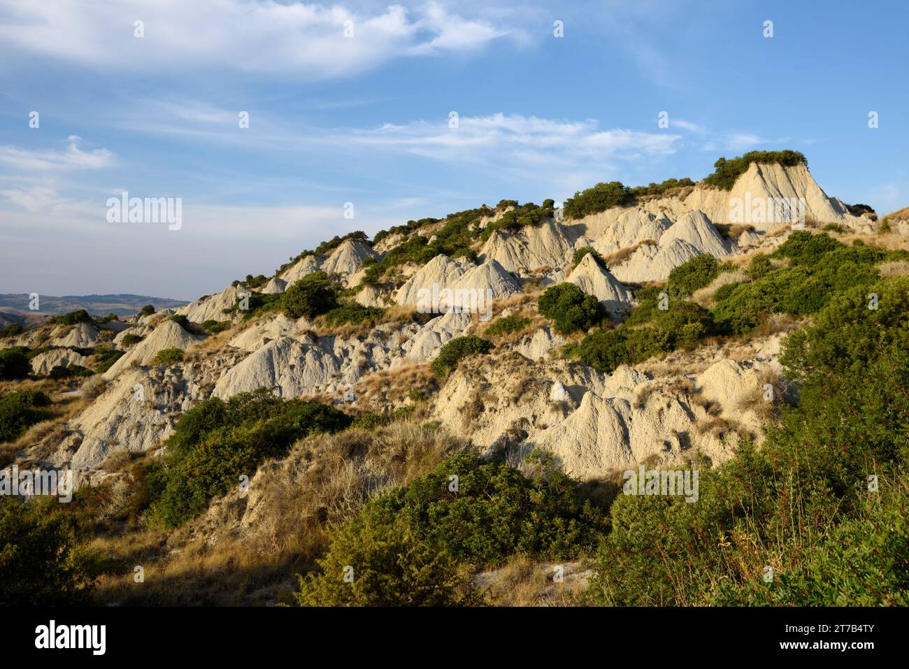 Gully-Formationen in der Nähe von Aliano, Basilicata, Italien Stockfoto