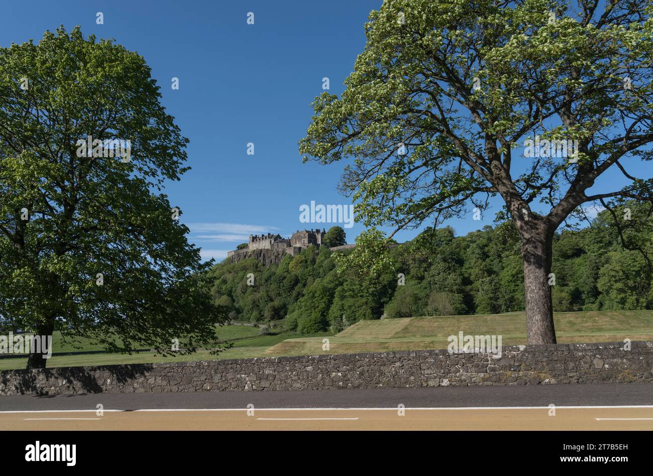 Landschaft und Blick auf Stirling Castle. Stockfoto