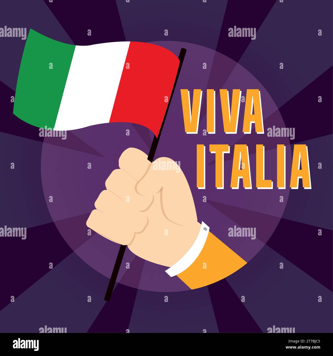 Hand mit der Flagge Italiens Viva Italia Vector Stock Vektor