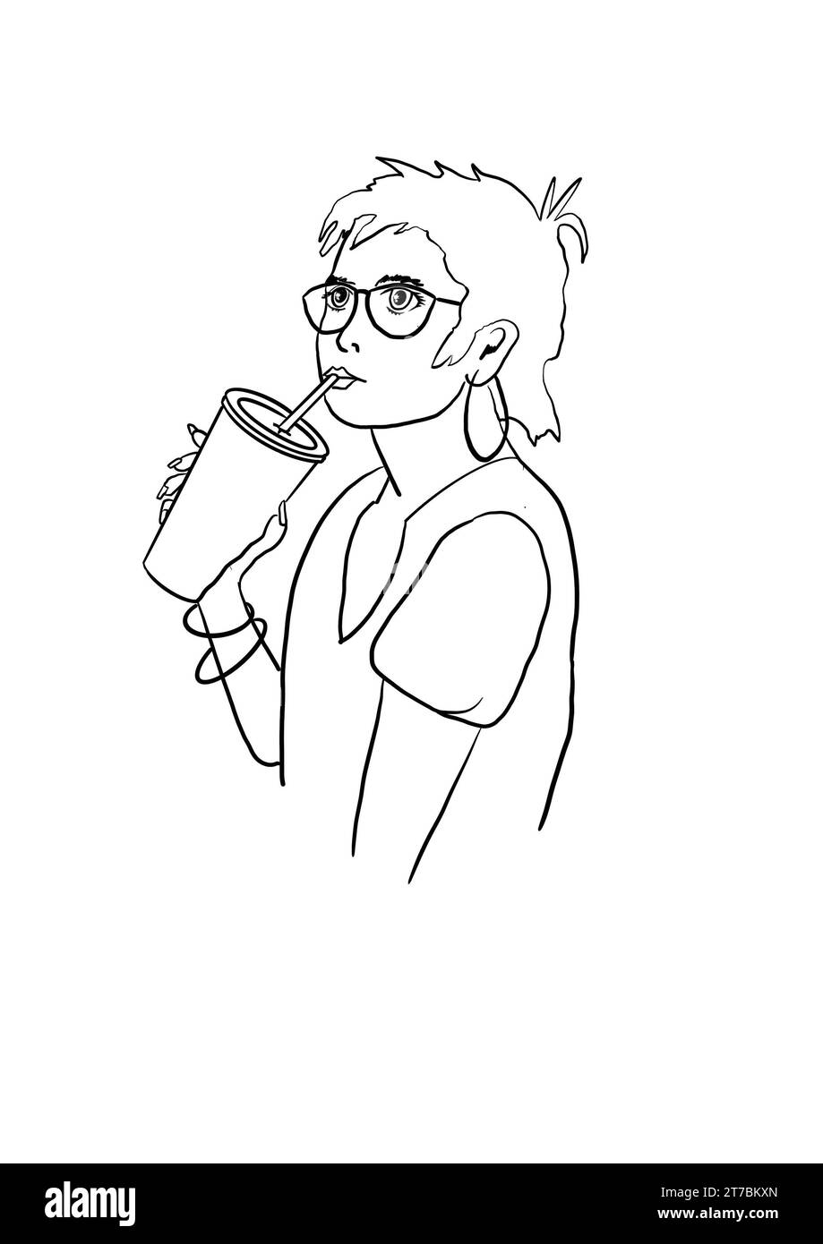 Ein Mädchen mit einem Drink in der Hand Stockfoto