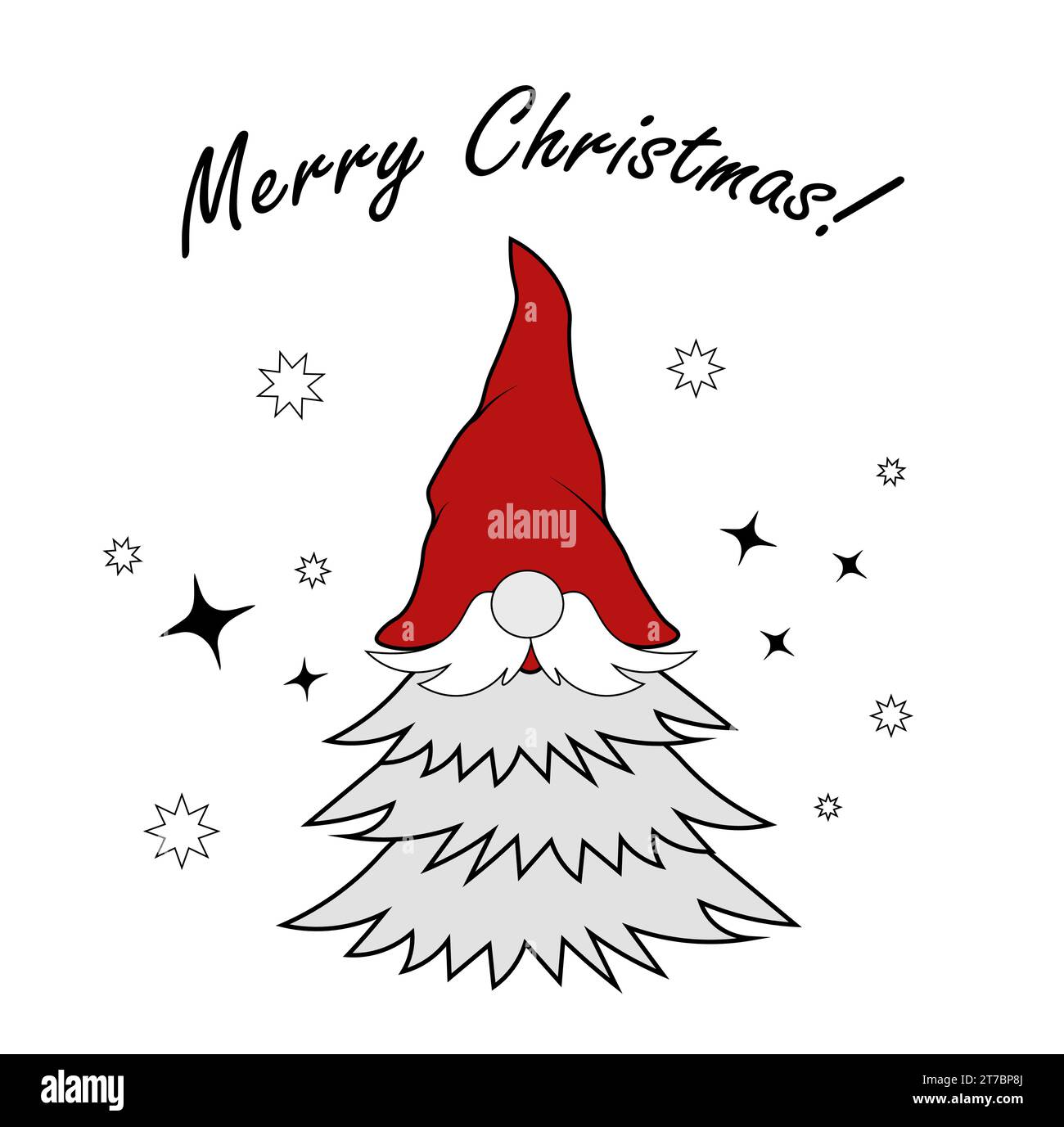 Skandinavischer Zwerg auf weißem Hintergrund. Frohe Weihnachten Stock Vektor