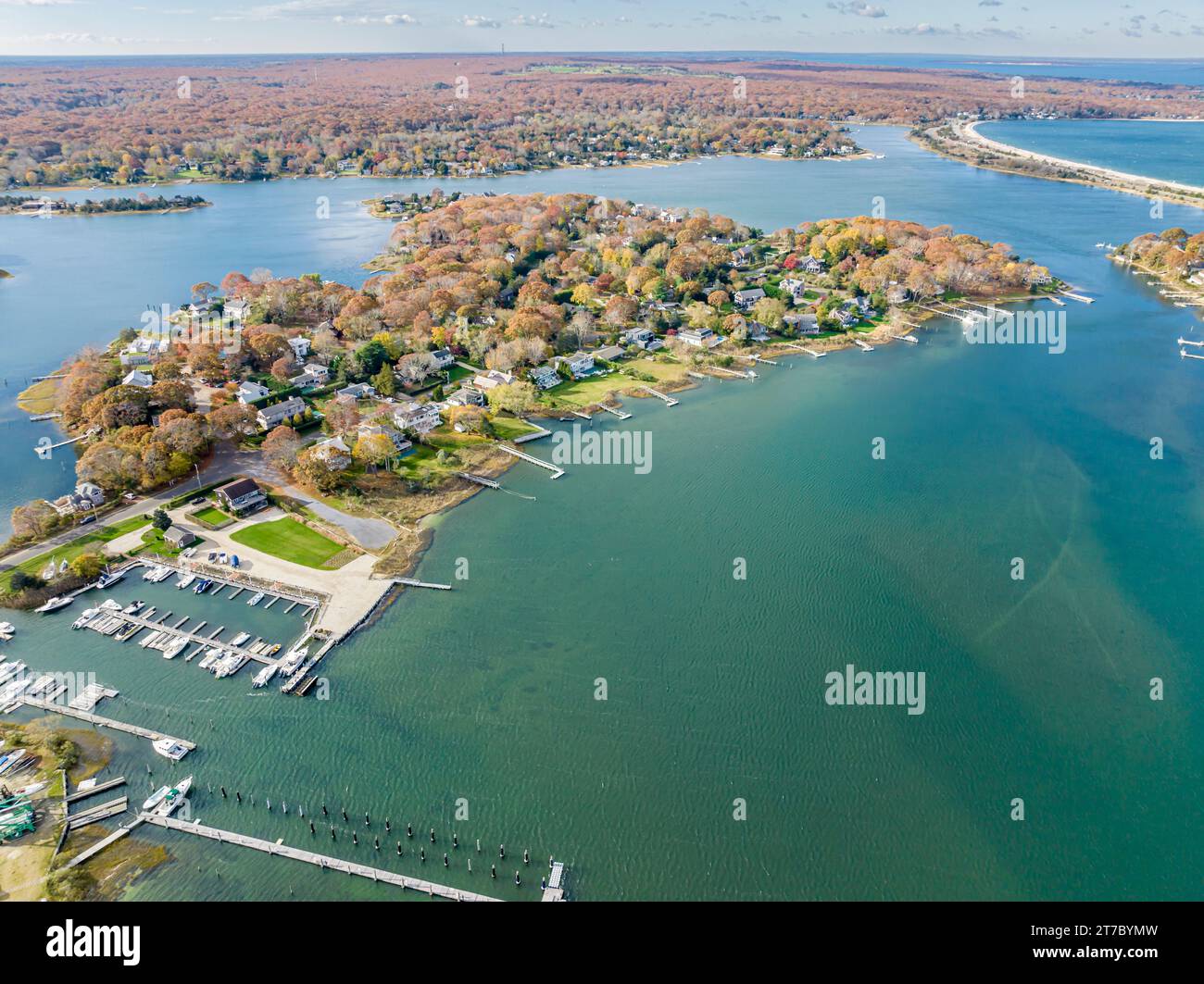 Luftaufnahme des Redwood im sag Harbour, ny Stockfoto