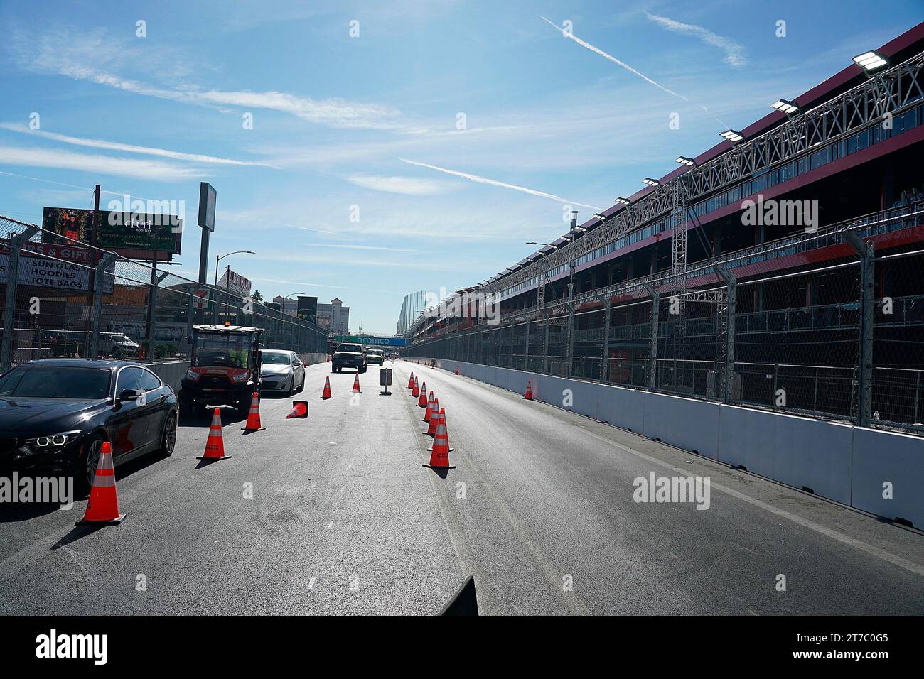 14. November 2023, Las Vegas Street Circuit, Las Vegas, FORMEL 1 HEINEKEN SILVER LAS VEGAS GRAND PRIX 2023, im Bild ein Abschnitt der Formel 1 Rennstrecke in Las Vegas. Stockfoto