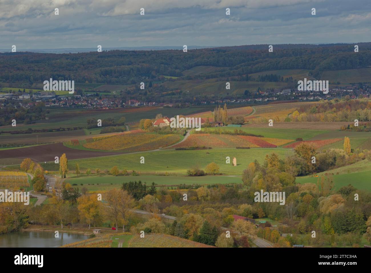 Blick auf den Breitenauer See, Goldenen Oktober, Loewenstein, Heilbronn Region, Naturpark Schwäbisch-Fränkischer Wald, Heilbronn-Franken Stockfoto
