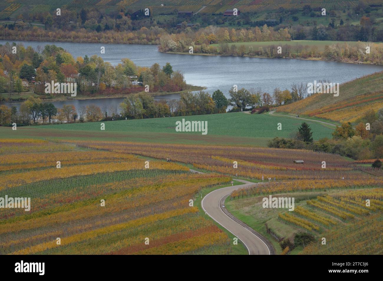 Blick auf den Breitenauer See, Goldenen Oktober, Loewenstein, Heilbronn Region, Naturpark Schwäbisch-Fränkischer Wald, Heilbronn-Franken Stockfoto