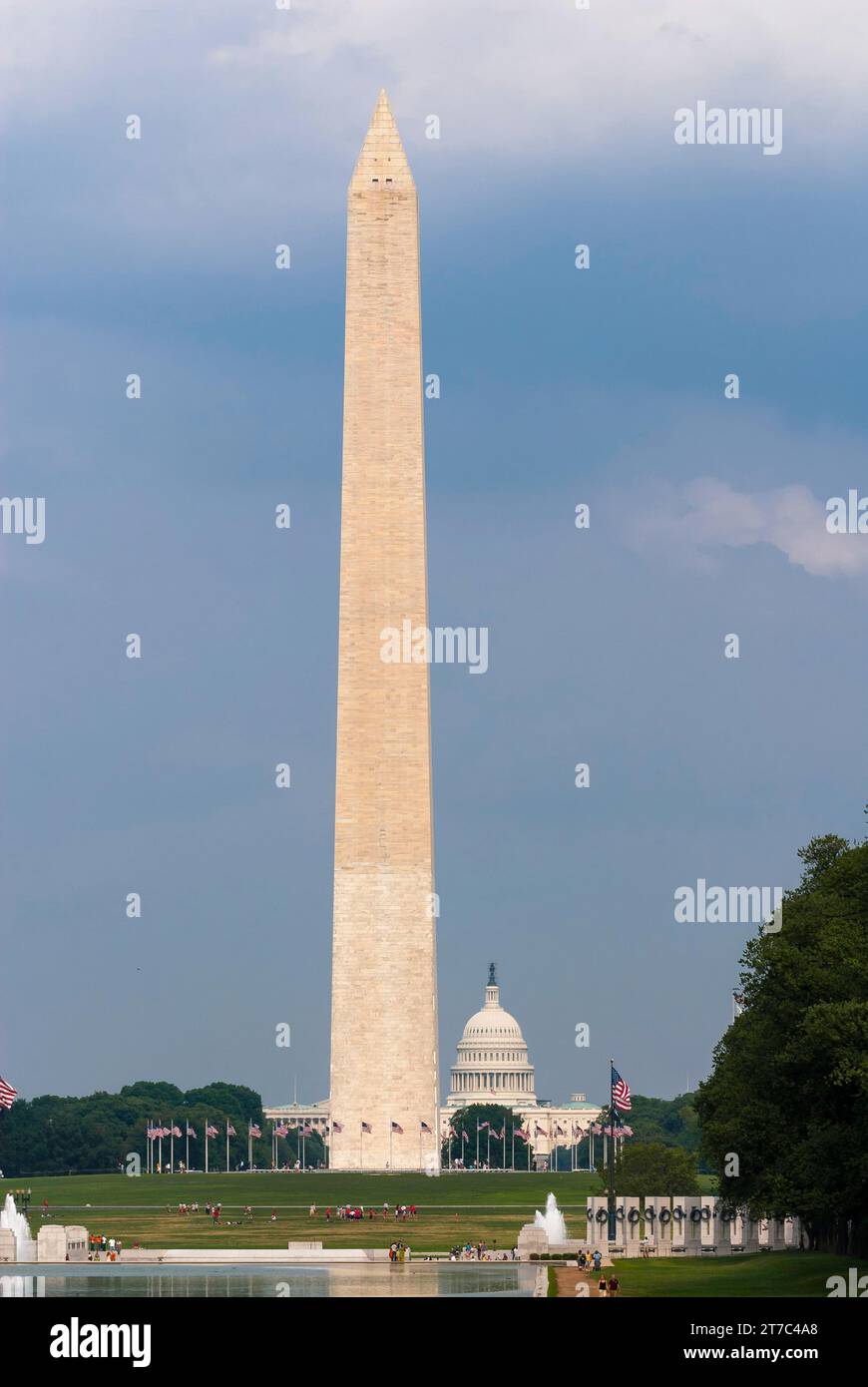 Washington Mall mit Obelisk und Kapitol in Washington D.C., USA Stockfoto