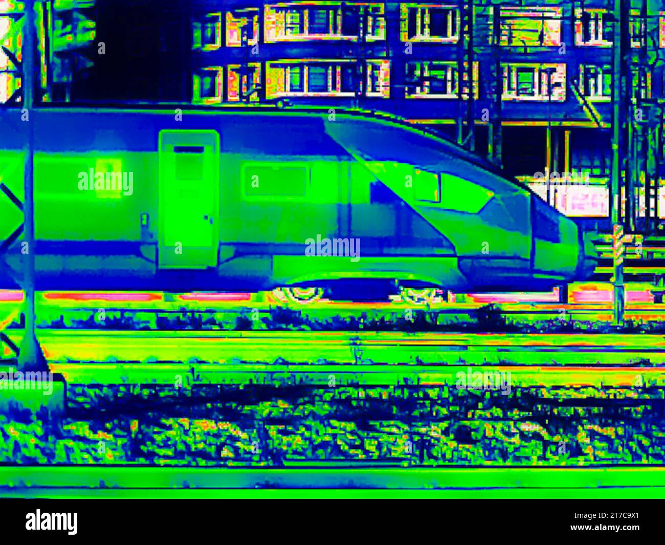 EIS am Stuttgarter Hauptbahnhof, symbolisches Foto, Wärmebildkamera, Thermografie, interpoliert, Deutschland Stockfoto