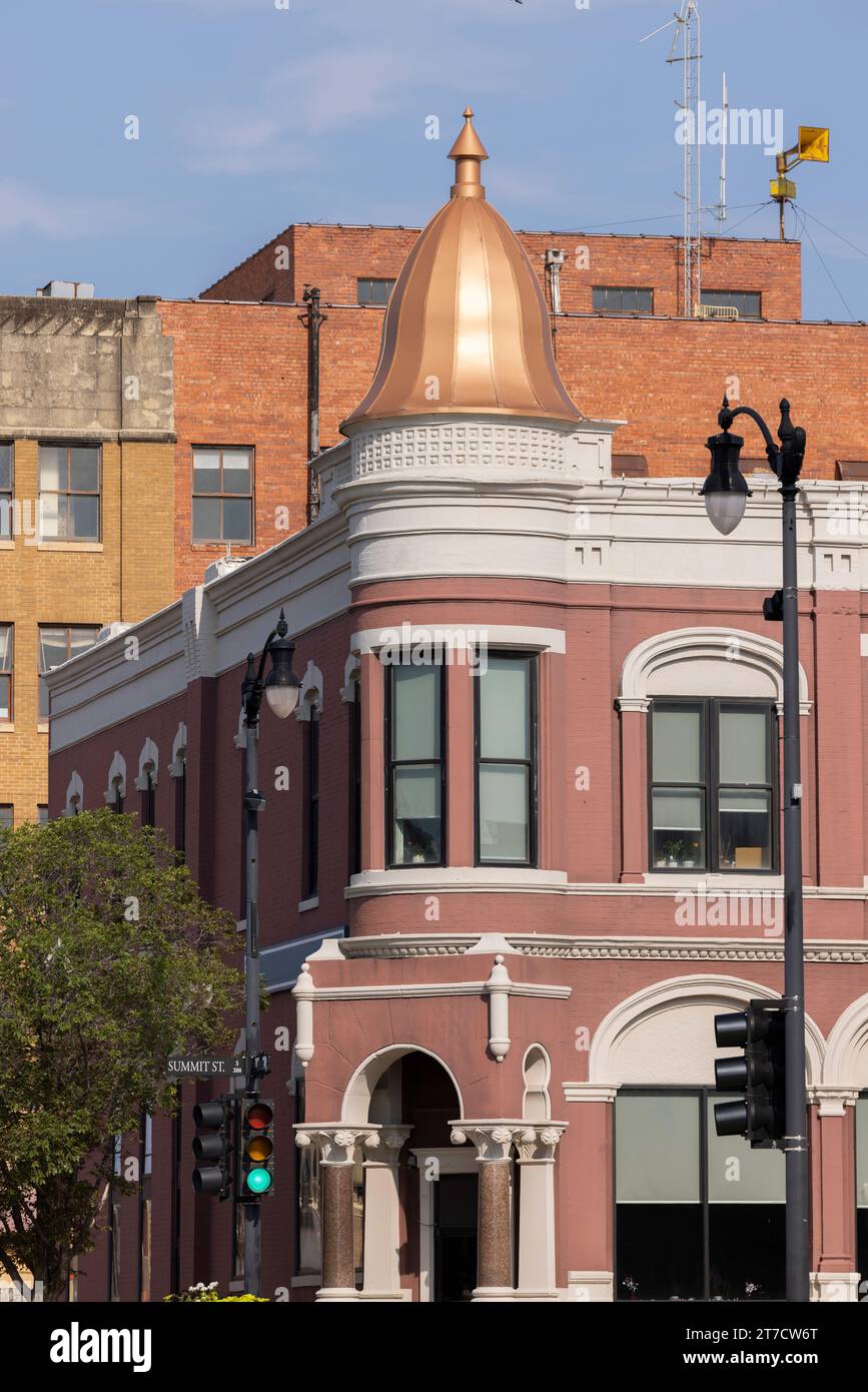Blick auf das historische Stadtzentrum von Arkansas City, Kansas, USA. Stockfoto