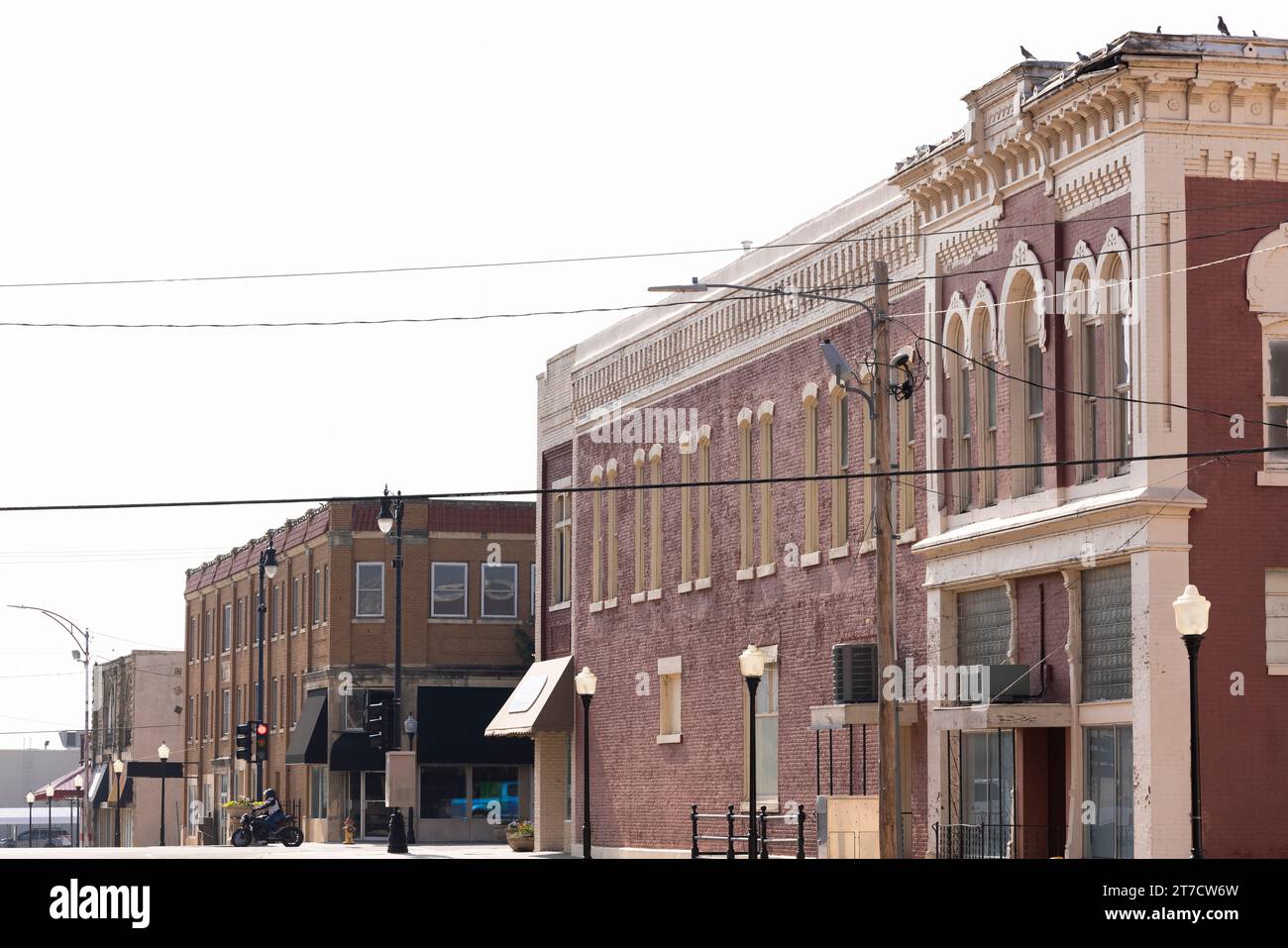 Blick auf das historische Stadtzentrum von Arkansas City, Kansas, USA. Stockfoto