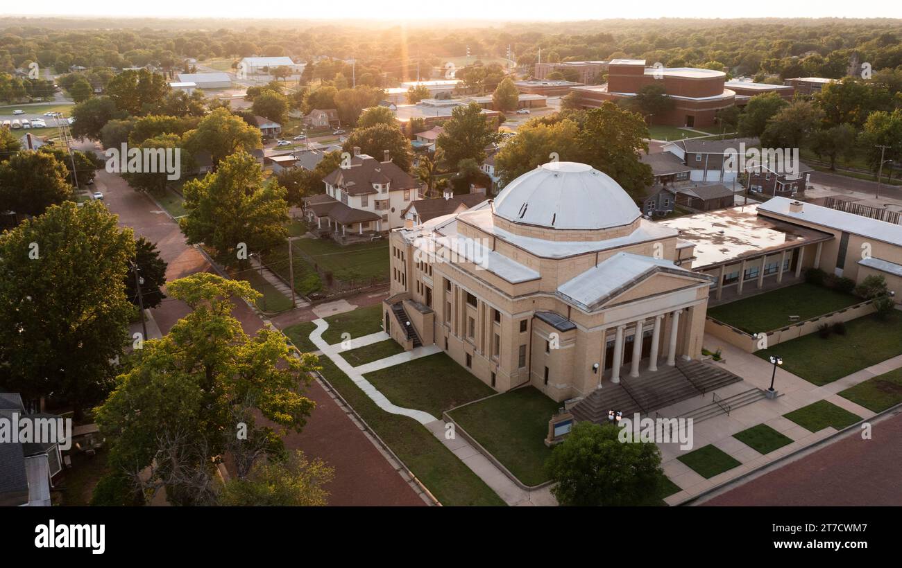 Blick auf das historische Stadtzentrum von Arkansas City, Kansas, USA. Stockfoto