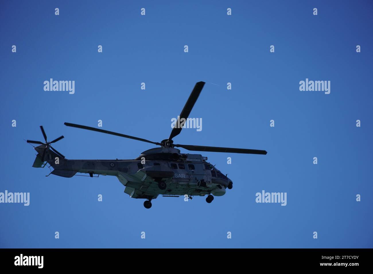 Ein Eurocopter AS232 Super Puma, Such- und Rettungshubschrauber (SAR) der Hellenic Air Force Stockfoto