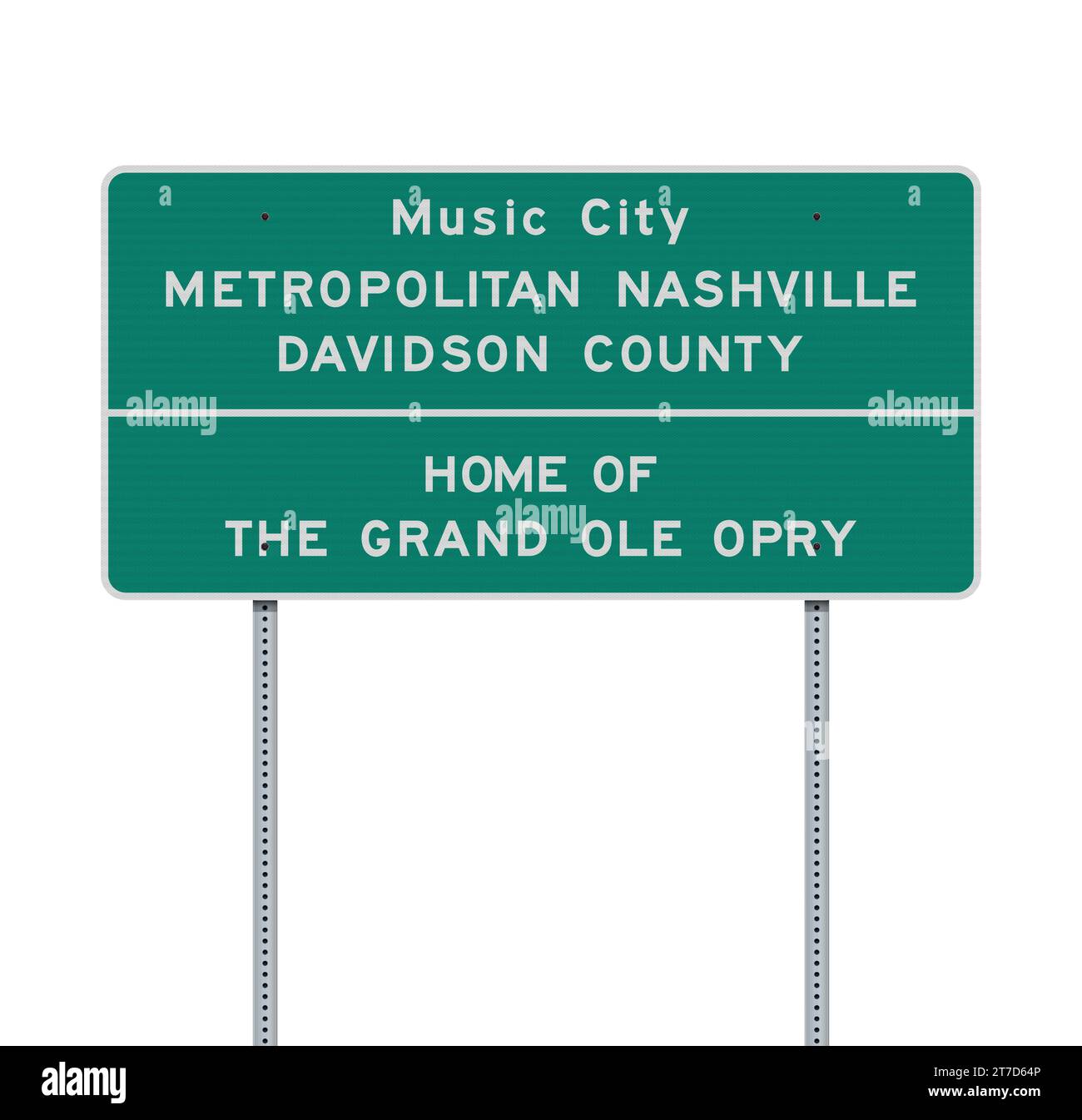 Vektor-Illustration des grünen Straßenschildes in Nashville (Tennessee) auf metallischen Pfosten Stock Vektor