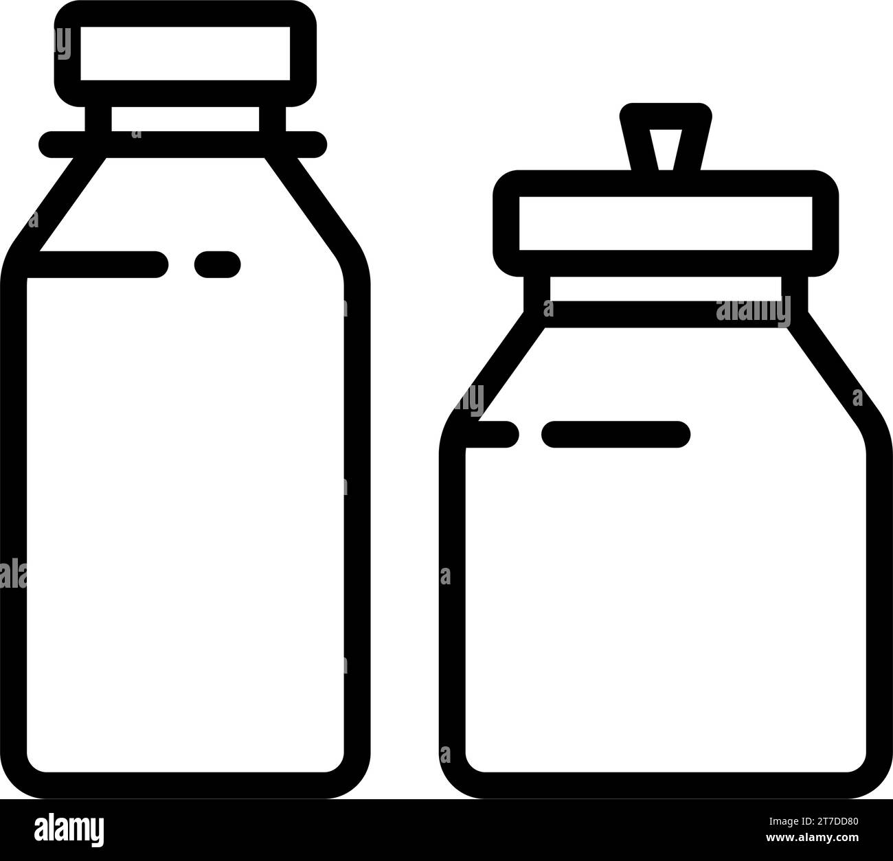 Symbol für Milchprodukte. Lineares Schild für mobiles Konzept und Webdesign. Symbol für Milchkannenflasche und Glaskonturvektor. Symbol, Logo-Illustration Stock Vektor