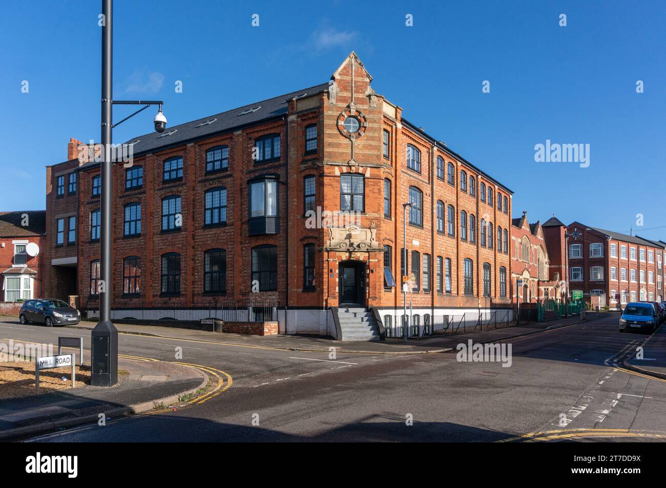 Ehemalige Rudlens Schuhfabrik in Wellingborough, Northamptonshire, Großbritannien; 2021 in Wohnungen umgewandelt Stockfoto