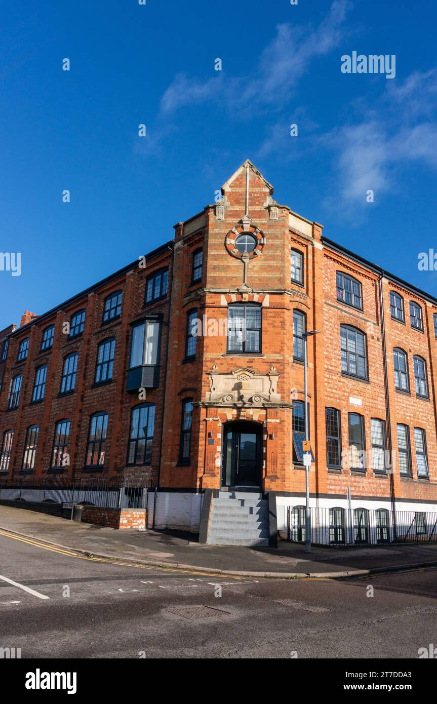 Ehemalige Rudlens Schuhfabrik in Wellingborough, Northamptonshire, Großbritannien; 2021 in Wohnungen umgewandelt Stockfoto