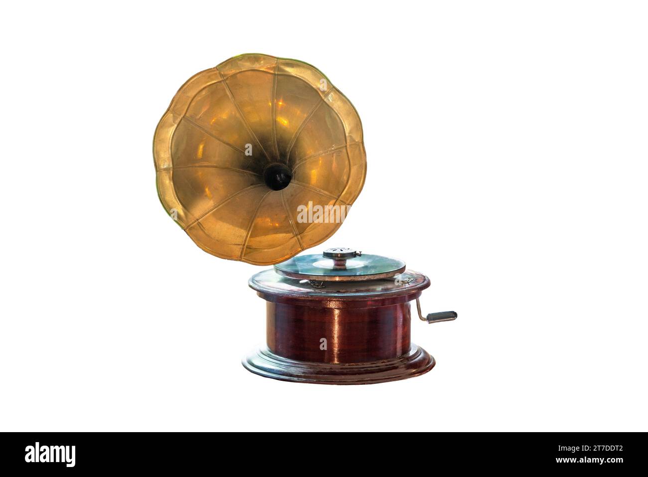 Vintage-Grammophon isoliert auf weißem Hintergrund Stockfoto