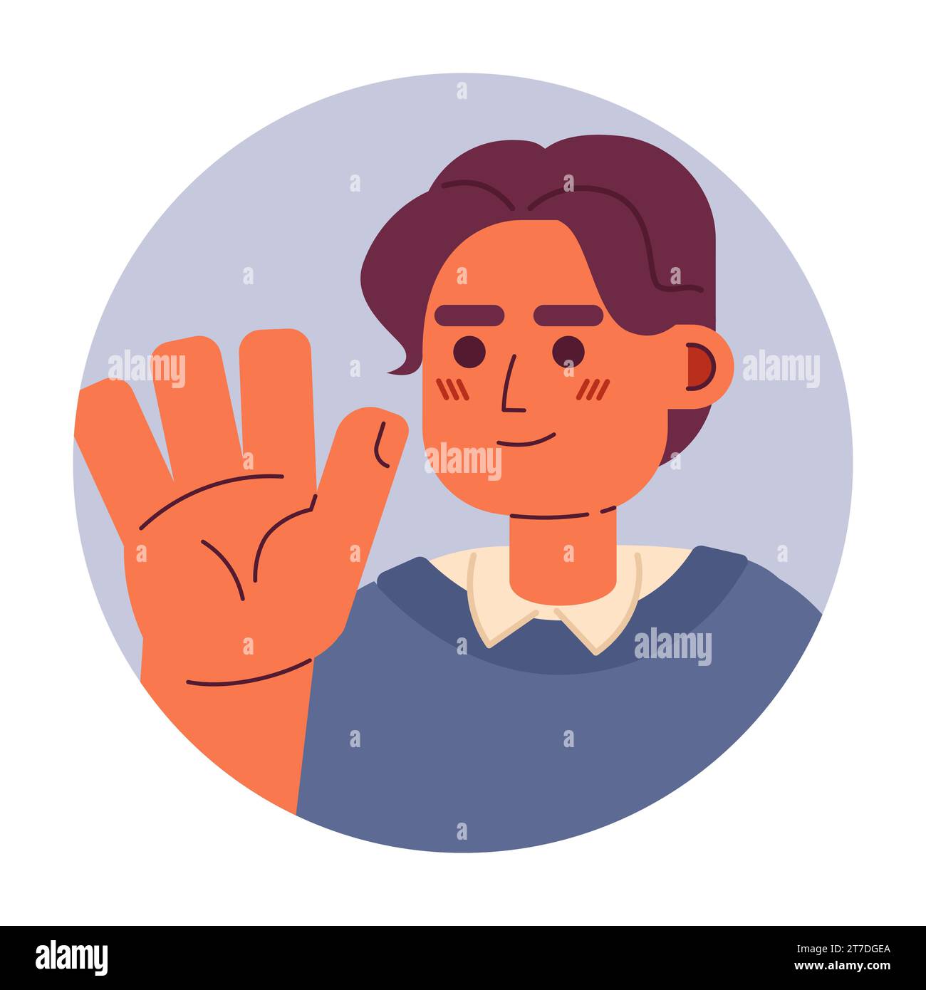 Nahöstlicher Junge winkende Hand Gruß 2D Vektor Avatar Illustration Stock Vektor