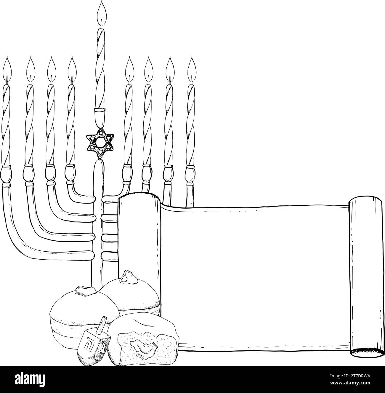 Hanukka-Kerzen in Menora-Grußkarte Stock Vektor