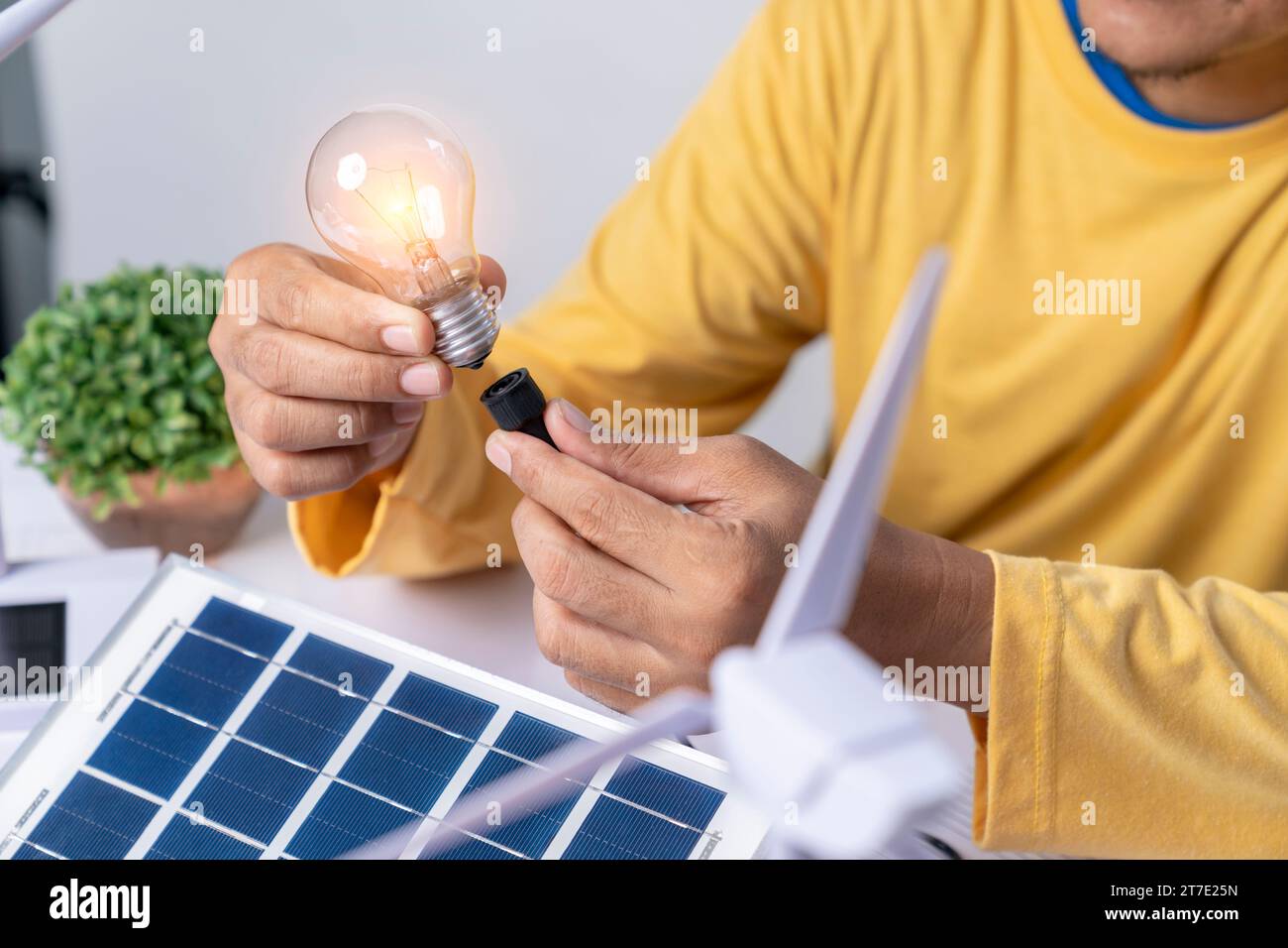 Stromerzeugung aus Windenergie Stockfoto